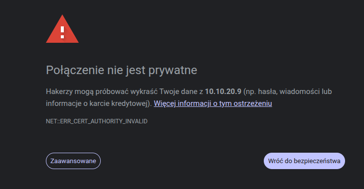 Połączenie nie jest prywatne