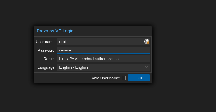 Logowanie do proxmoxa