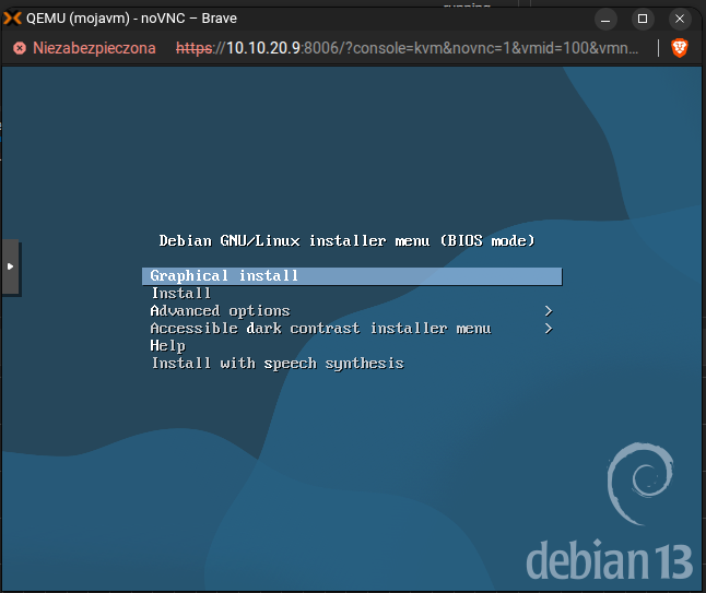 Instalacja Debiana - ekran kreatora
