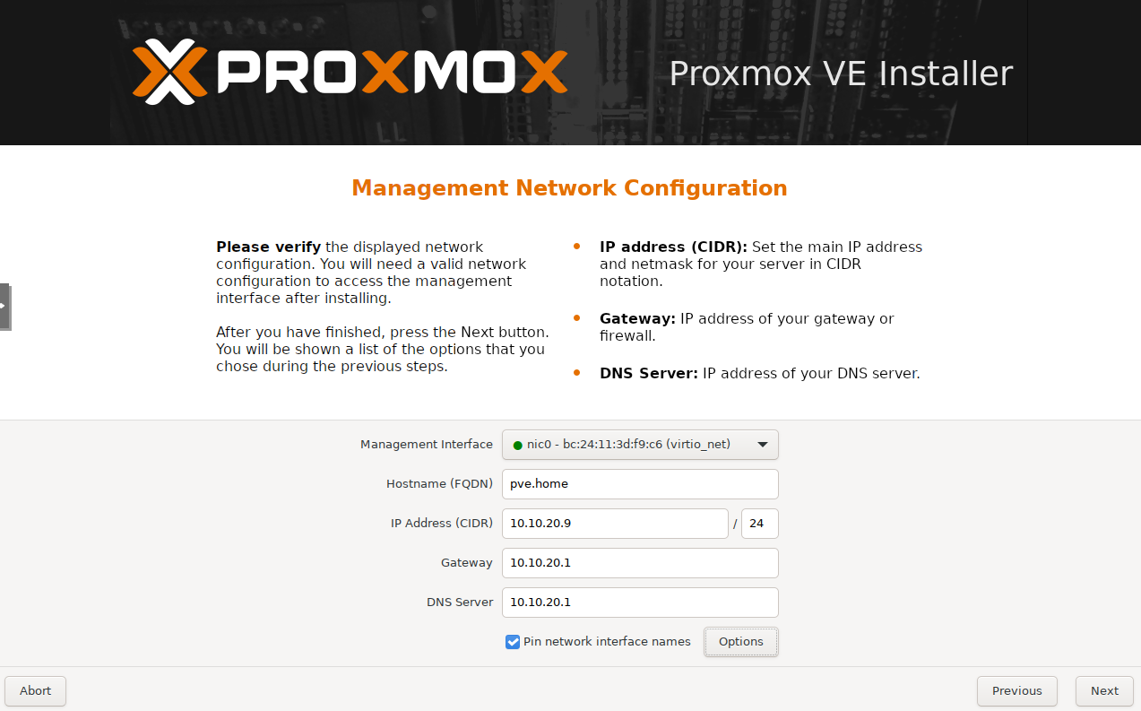 Konfiguracja sieci Proxmox