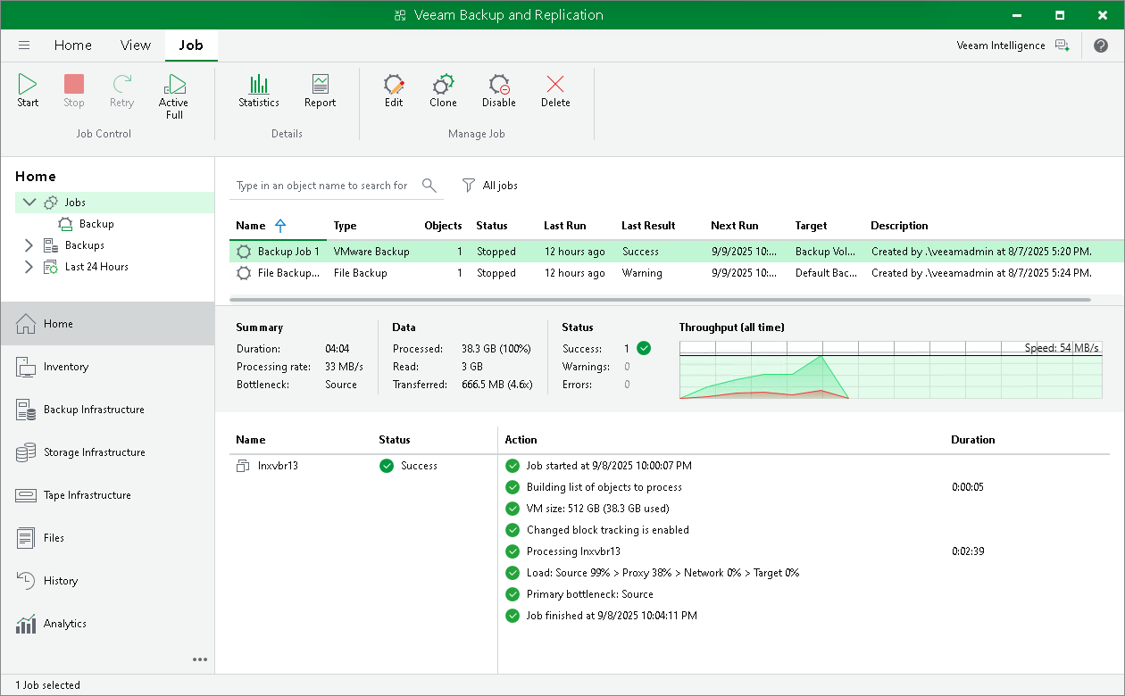 Panel zarządzania Veeam Backup & Replication